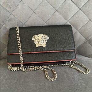 Versace Palazzo Chain Evening Bag in Black/Pink.
